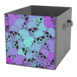 boogobing collapsible storage bins for closet shelves with goth skull pattern, room office large basket storage organizer, 10.6 inch ,mkl84