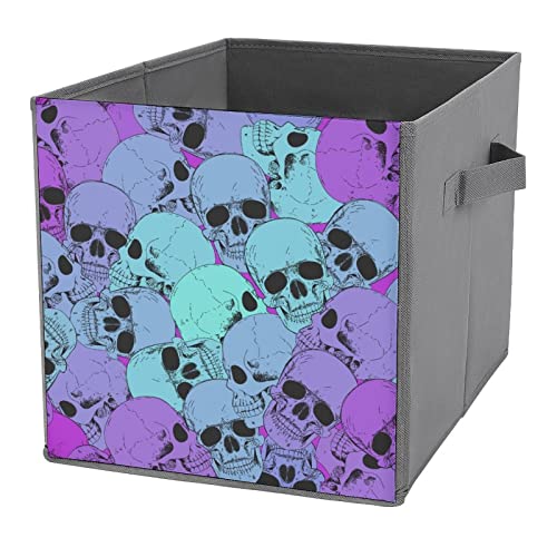 BOOGOBING Collapsible Storage Bins for Closet Shelves with Goth Skull Pattern, Room Office Large Basket Storage Organizer, 10.6 Inch ,MKL84