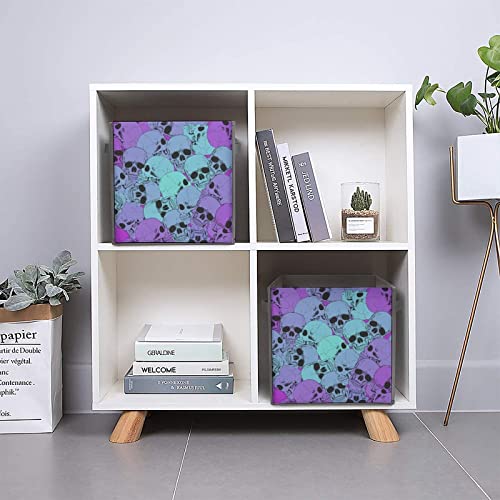 BOOGOBING Collapsible Storage Bins for Closet Shelves with Goth Skull Pattern, Room Office Large Basket Storage Organizer, 10.6 Inch ,MKL84