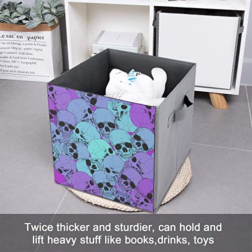 BOOGOBING Collapsible Storage Bins for Closet Shelves with Goth Skull Pattern, Room Office Large Basket Storage Organizer, 10.6 Inch ,MKL84
