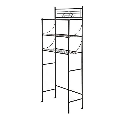 MallBoo Toilet Storage Rack, 3 -Tier Over-The-Toilet Bathroom Spacesaver - Easy to Assemble,9.5" D x 26.7" W x 64.4" H(Black)