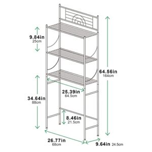 MallBoo Toilet Storage Rack, 3 -Tier Over-The-Toilet Bathroom Spacesaver - Easy to Assemble,9.5" D x 26.7" W x 64.4" H(Black)