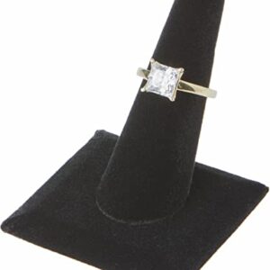 Plymor Black Velvet Ring Finger Display, Single on Square Base, 2.125" W x 2.125" D x 2.375" H