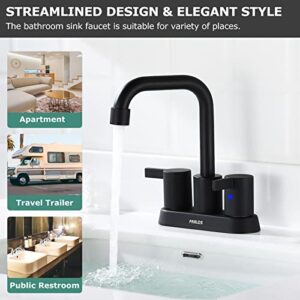 PARLOS 2-Handle Matte Black Bathroom Faucet for Lavatory with Pop-up Sink Drain and Faucet Supply Lines, 1431604