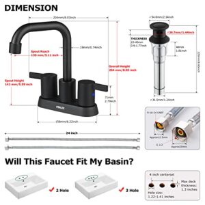 PARLOS 2-Handle Matte Black Bathroom Faucet for Lavatory with Pop-up Sink Drain and Faucet Supply Lines, 1431604