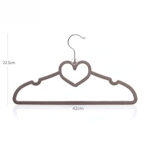 Heart-Shaped Flocked Hanger Non-Slip no Mark Love Home Clothes Hanger Plastic Thickened Wardrobe Hanger - Pack of 10 Brown