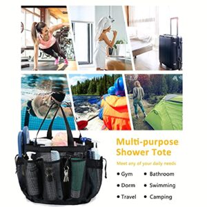 Moyad Large Mesh Shower Caddy Portable Travel Shower Caddy College Dorm Shower Basket Hanging Shower Organizer Beach Bag Tote Bag Bathroom Organizer Storage Basket Camping Shower Accessories, Black