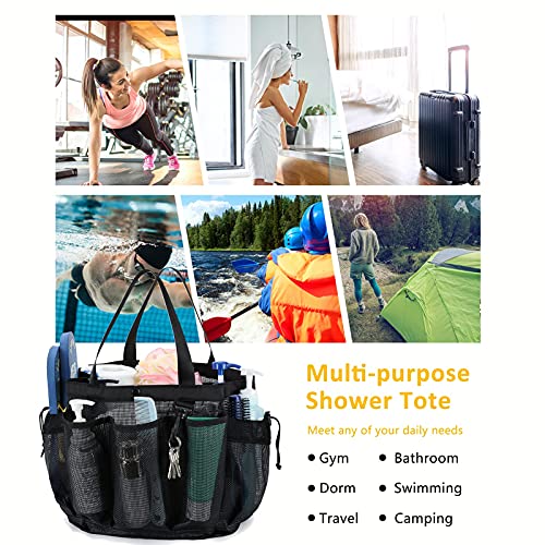 Moyad Large Mesh Shower Caddy Portable Travel Shower Caddy College Dorm Shower Basket Hanging Shower Organizer Beach Bag Tote Bag Bathroom Organizer Storage Basket Camping Shower Accessories, Black