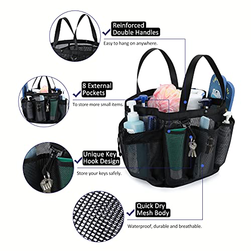 Moyad Large Mesh Shower Caddy Portable Travel Shower Caddy College Dorm Shower Basket Hanging Shower Organizer Beach Bag Tote Bag Bathroom Organizer Storage Basket Camping Shower Accessories, Black