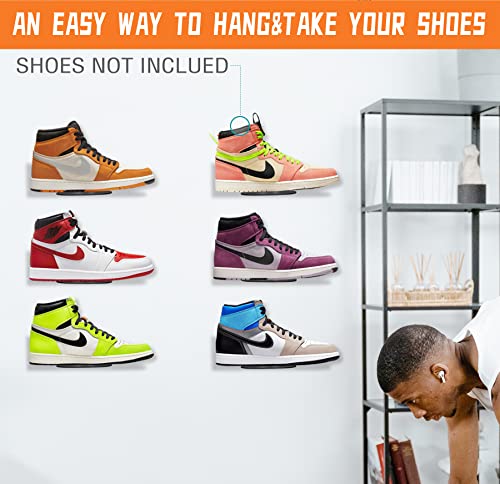 Floating Shoe Display Shelf 6 Packs Shoe Sneaker Display Shelf Wall Mounted Metal Round Edge Sneaker Rack Organizer Holder Sneaker Wall Hanger Sneaker Shelves Wall Mounted to Display Collectible Shoe