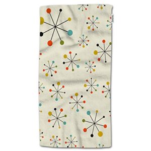 hgod designs cartoon hand towels,mid century absctract geometric pattern 100% cotton soft bath hand towels for bathroom kitchen hotel spa hand towels 15"x30"