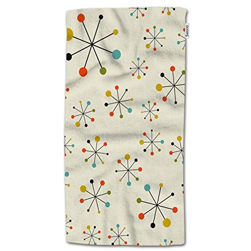 HGOD DESIGNS Cartoon Hand Towels,Mid Century Absctract Geometric Pattern 100% Cotton Soft Bath Hand Towels for Bathroom Kitchen Hotel Spa Hand Towels 15"X30"
