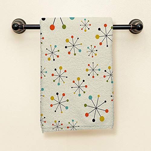 HGOD DESIGNS Cartoon Hand Towels,Mid Century Absctract Geometric Pattern 100% Cotton Soft Bath Hand Towels for Bathroom Kitchen Hotel Spa Hand Towels 15"X30"