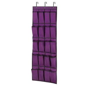 wavys over the door shoe organizer hanging with 20 large pockets shoe rack holder storage hanger for shoes sneakers or home accessories,purple