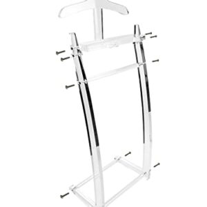 Designstyles Acrylic Valet Stand - Clothes Valet with Suit Jacket Rack, Pants Hangers Garment Rack for Coat, Trousers, Shirt - Floor Standing Clothing Hanger Organizer for Mens Wardrobe Storage