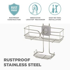 Zenna Home Rustproof 4-Way Adjustable Hanging Over-The-Shower Caddy, with Inverted Bottle Storage, Soap Dish, Razor Hooks and Storage Cup, Stainless Steel