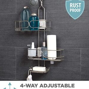 Zenna Home Rustproof 4-Way Adjustable Hanging Over-The-Shower Caddy, with Inverted Bottle Storage, Soap Dish, Razor Hooks and Storage Cup, Stainless Steel