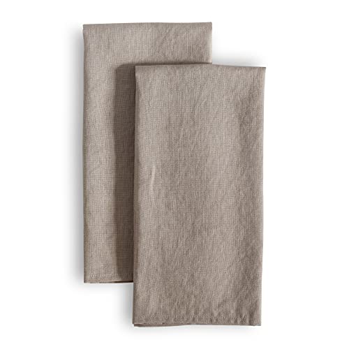 LK PureLife 100% Pure Flax Linen Kitchen Towels-20x27 Inch-Stonewashed Flax Linen-Extra Soft Quick Dry for Tea Towels Dish Towels Hand Towels-Set of 2-Taupe