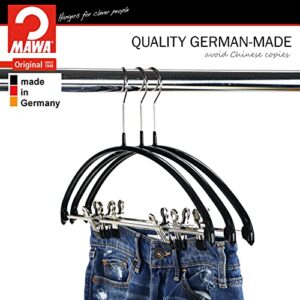 Mawa by Reston Lloyd European Non-Slip Metal Clothing Hanger, Smooth Shoulder Support & Adjustable Pant Clips, Set of 5, Black