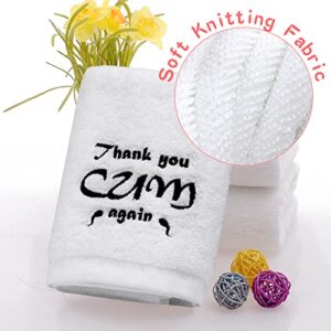 WGXQMC Funny Naughty Embroidery Wash Towel Anniversary Brithday Valentine Gift for Him Boyfriend Husband Adult Humorous Gift Present (150g, Thank You ... Again) with Packaging Box (Towel with Box)