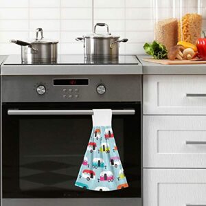 Bolaz Happy Camper Caravan Hanging Kitchen Towel Travel Car Truck Hand Towel 2 Pcs Absorbent Hanging Tie Towels for Bathroom Laundry Room Kitchen 12 x 17 Inches