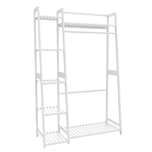 BZH Clothes Rack Heavy Duty Clothes Shelves Coat Rack with Bottom Shelf Clothing Rack for Hanging Clothes, Coats, Skirts, Shirts, Sweaters