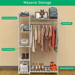 BZH Clothes Rack Heavy Duty Clothes Shelves Coat Rack with Bottom Shelf Clothing Rack for Hanging Clothes, Coats, Skirts, Shirts, Sweaters