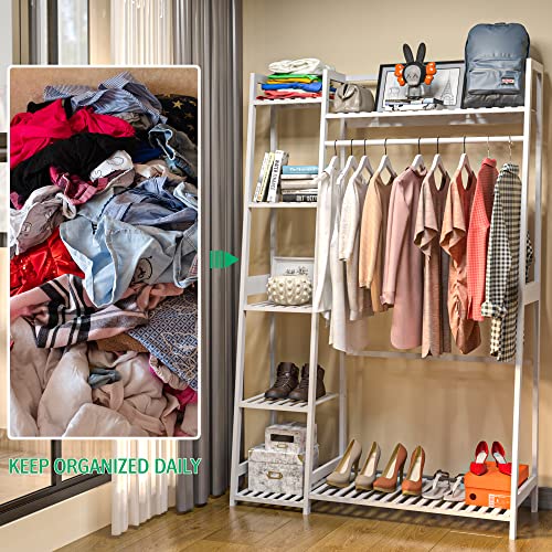 BZH Clothes Rack Heavy Duty Clothes Shelves Coat Rack with Bottom Shelf Clothing Rack for Hanging Clothes, Coats, Skirts, Shirts, Sweaters