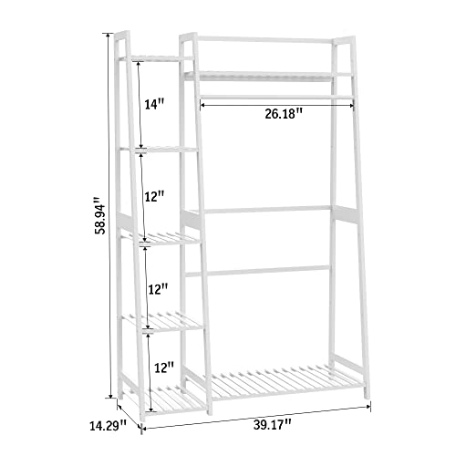 BZH Clothes Rack Heavy Duty Clothes Shelves Coat Rack with Bottom Shelf Clothing Rack for Hanging Clothes, Coats, Skirts, Shirts, Sweaters