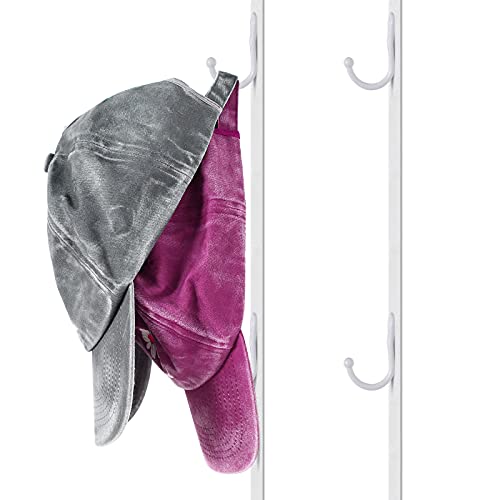 2 Pieces Adjustable Door Cap Rack Closet Hanging Cap Organizer Hanging Cap Keeper Baseball Cap Holder Hanging Cap Hook Organizer Hat Display Rack with Hooks Door Hat Storage Hanger (White)