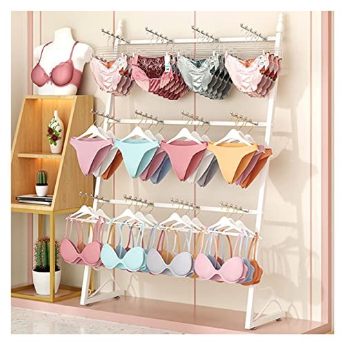 WIGING Clothing Store Underwear Display Rack, Iron Boutiques Retail Lingerie Garment Racks, Storage Shelves for Shopping Malls Slippers Underpants Socks (Color : White, Size : 100x130cm)