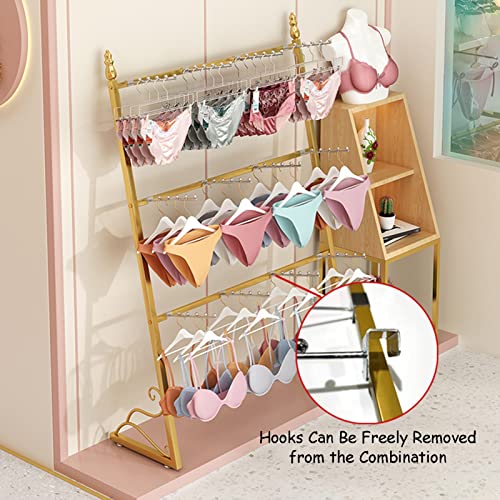 WIGING Clothing Store Underwear Display Rack, Iron Boutiques Retail Lingerie Garment Racks, Storage Shelves for Shopping Malls Slippers Underpants Socks (Color : White, Size : 100x130cm)