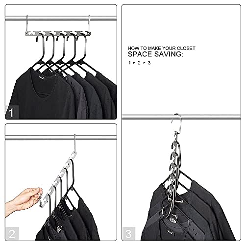 TOPIND Metal Magic Hangers Space Saving Hangers 12-Holes Closet Storage Organization, Stainless Steel Magic Multifunctional Hanger for Wardrobe Heavy Clothes Pack of 4/6/8/10