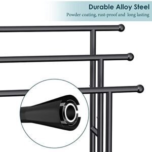 Kayfia 40" H Free Standing Towel Rack, 3 Tier Alloy Steel Towel Rack Stand with Basket, Blanket Drying and Display Rack for Oversized Bath Towels Bathroom Accessories, Next to Tub or Shower (Black)