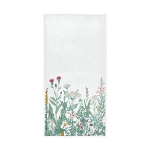 wihve hand towels 15 x 30 inch, floral plants herbs wild flowers multipurpose towels extra absorbent for bathroom,hand, face, gym and spa