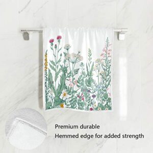 WIHVE Hand Towels 15 x 30 inch, Floral Plants Herbs Wild Flowers Multipurpose Towels Extra Absorbent for Bathroom,Hand, Face, Gym and Spa