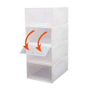 GDAE10 20pcs White Clear Shoe Boxes Stackable, Plastic Boxes with Flip Cover Lids Heart Hole Foldable Storage Men Women Large Organizer Rack Bench Home Bedroom Cabinet Closet Office