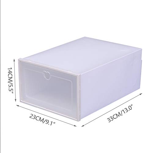 GDAE10 20pcs White Clear Shoe Boxes Stackable, Plastic Boxes with Flip Cover Lids Heart Hole Foldable Storage Men Women Large Organizer Rack Bench Home Bedroom Cabinet Closet Office