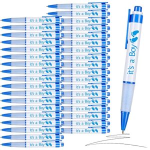 woanger 36 pcs retractable gel pen light blue baby shower pens with rotating messages for baby shower favors party guests gifts (it's a boy style)