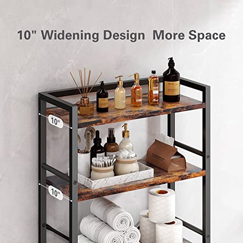 Denkee Over The Toilet Storage Rack, 3-Tier Over Toilet Bathroom Organizer, Bathroom Space Saver Shelf, Easy to Assemble, Rustic Brown (25L x 10W x 63H)