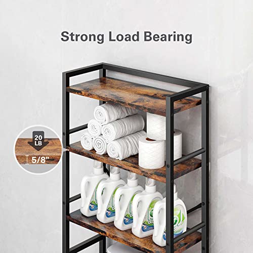 Denkee Over The Toilet Storage Rack, 3-Tier Over Toilet Bathroom Organizer, Bathroom Space Saver Shelf, Easy to Assemble, Rustic Brown (25L x 10W x 63H)