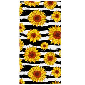 slhets sunflower hand towels 13.6 * 29' hand-painted striped black white bath towels soft absorbent kitchen dish towels for bathroom kitchen decoration hotel gym spa sweat towels
