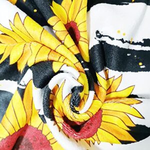SLHETS Sunflower Hand Towels 13.6 * 29' Hand-Painted Striped Black White Bath Towels Soft Absorbent Kitchen Dish Towels for Bathroom Kitchen Decoration Hotel Gym Spa Sweat Towels