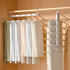 magic pants hanger, multipurpose closet hanger, space saving wardrobe organizer (2-pack)