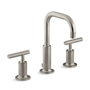 KOHLER Purist K-14406-4-BN Widespread Bathroom Sink Faucet with Metal Drain Assembly in Brushed Nickel