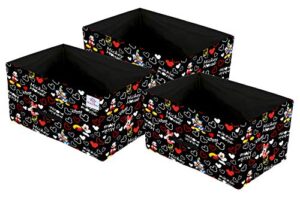 heart home disney mickey print non woven fabric 3-replacement drawer storage and cloth organizer unit for closet (black)-hheart16028
