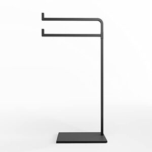 hand towel stand for bathroom counter - 17" black countertop towel stand - holds 2 towels - countertop towel holder stand - standing hand towel holder for bathroom countertop - fingertip towel holder