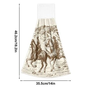 WELLDAY 2 Pcs Hanging Hand Towels Soft Absorbent Western Desert Cowboy Towel for Kitchen Bathroom