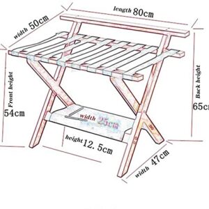 POSTERPOT Luggage Rack Suitcase Stand Foldable Double Layer 8 Bandages Solid Wood Easy to Assemble Travel Rack, for Hotel Bedroom (Color : D, Size : 80x47x65CM)