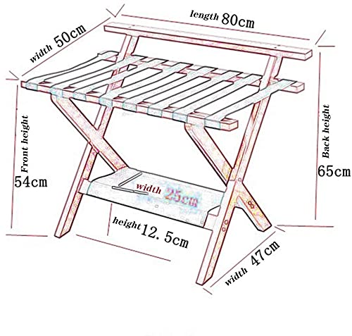 POSTERPOT Luggage Rack Suitcase Stand Foldable Double Layer 8 Bandages Solid Wood Easy to Assemble Travel Rack, for Hotel Bedroom (Color : D, Size : 80x47x65CM)